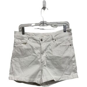 American Eagle Stretch Mom Shorts Crossover Button White Size 12 High Waist